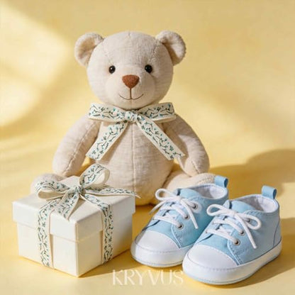 Light Blue Floral Cotton Ribbon 5 (36 Foot)