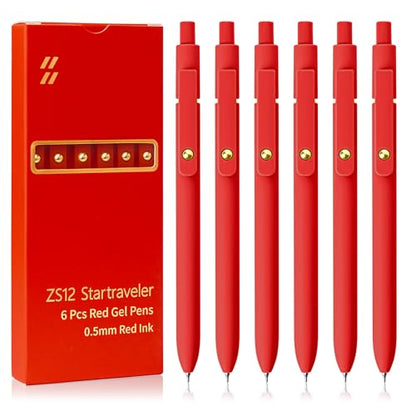 Red Pens 6 Pcs Red Ink Pens Fine Point Smooth Writing Pens (6 Count)