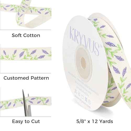 Lavender Floral Cotton Ribbon 5 (36 Foot)