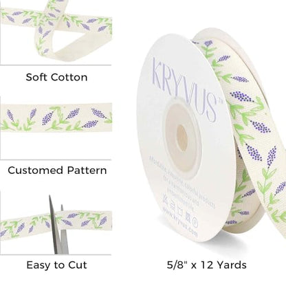 Lavender Floral Cotton Ribbon 5 (36 Foot)
