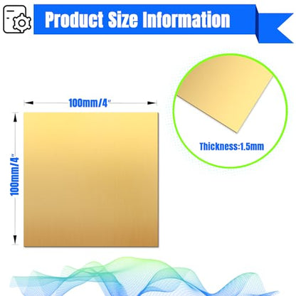 Brass Sheet 4" x 4" 1.5mm Thick