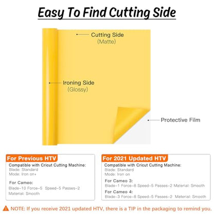 Yellow 12" x 5ft HTV Vinyl Rolls (5 Foot)