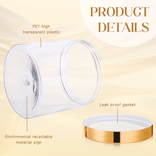 12 Pack 16 oz Plastic Container Jars with Lids Round Clear Travel Cosmetic Container Slime Jars for Toiletries (12 Count)