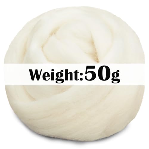 1.76oz White Natural Wool Roving