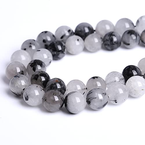 90pcs 4mm AAA Natural Black Quartz Rutilated Beads Round Loose Beads for Jewelry Making DIY Bracelet Crystal Energy Healing Power Stone