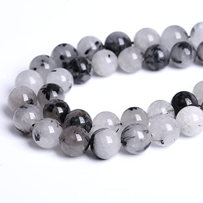 90pcs 4mm AAA Natural Black Quartz Rutilated Beads Round Loose Beads for Jewelry Making DIY Bracelet Crystal Energy Healing Power Stone
