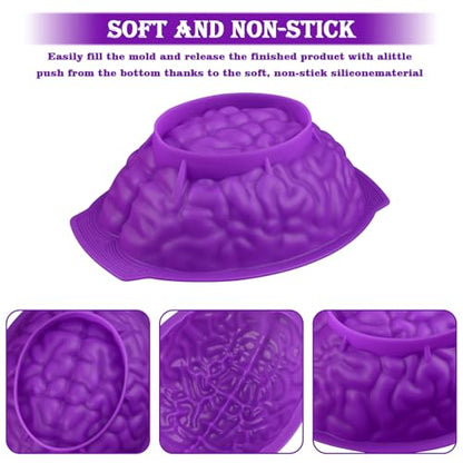 2 Pcs Halloween 3D Human Brain Silicone Molds (2 Count)