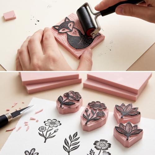 12pcs 4"x6" Pink Rubber Linoleum Blocks for Printmaking (12 Count)