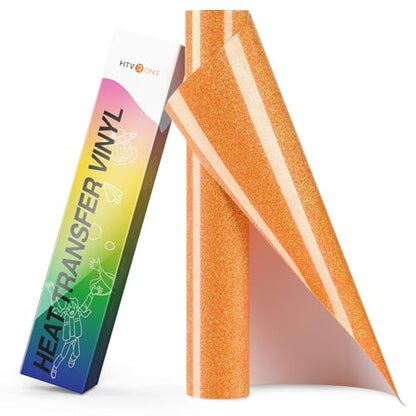 Neon Orange Glitter HTV