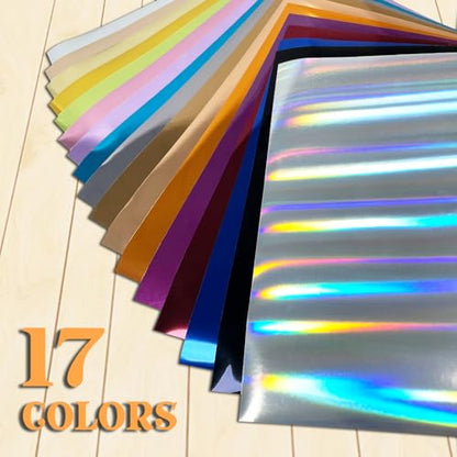 Sheet Metallic Foil Heat Transfer Vinyl Bundle (17 Count)