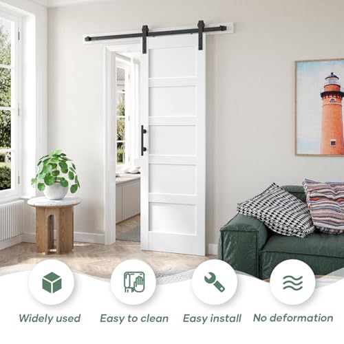 24x84 inch White Sliding Barn Door with Hardware