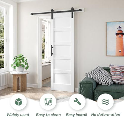 26x84 inch White Sliding Barn Door with Hardware