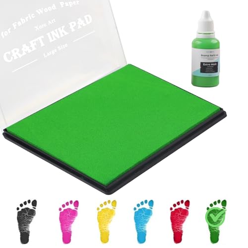 5"x4'' Large Ink Pad Washable Stamp Ink Pad for Baby Footprint Handprint with 30ml Premium Refill Ink