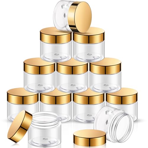 12 Pack Plastic Container Jars with Lids Round Clear Travel Cosmetic Container Jars for Toiletries (12 Count)