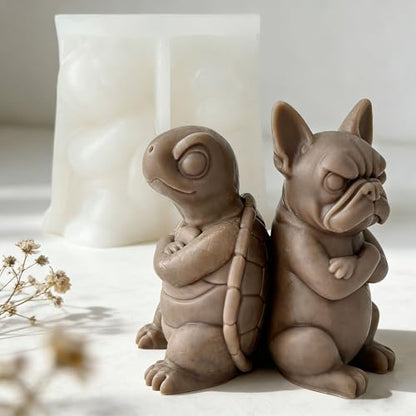 Couple Dog and Turtle Animal Cylinder Candle & Resin Mold