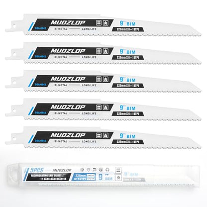 5Pack 9inch 8+10TPI Metal Reciprocating Saw Blades Set (5 Count)
