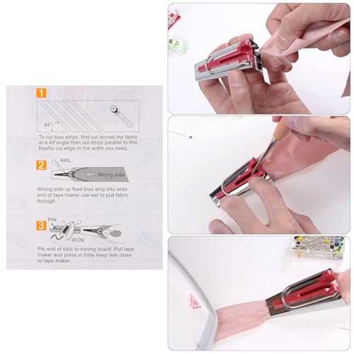Bias Tape Maker Kit 18mm Single and Double Fold Fabric Bias Binding Maker Sew Tool for Fabric Quilting Sewing Crafting DIY
