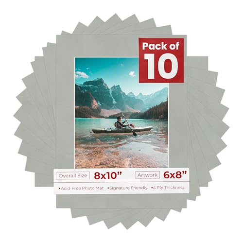Pack of Ten 8x10 Mats Bevel Cut for 6x8 Photos (10 Count)