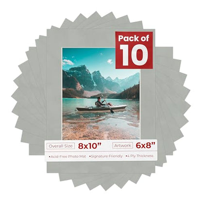 Pack of Ten 8x10 Mats Bevel Cut for 6x8 Photos (10 Count)
