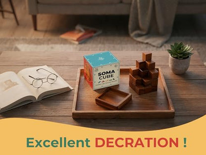 Soma Puzzle Cube Wooden Toy Brain Teaser Desk Board Games Adults Master Block Christmas Mind Magic Benders Wood Hand Cube Family Teens Classic