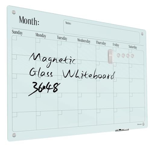 Magnetic Glass Monthly Calendar Whiteboard