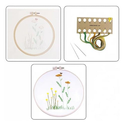 Needle Point Kits Adults Full Range of Starter Including Instructions Stamped Cloth with Pattern Hoop Color Threads and Tools Art Projects