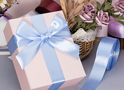 1 1 2 Inch Sky Blue Solid Satin Ribbon for Gift Wrapping (150 Foot)