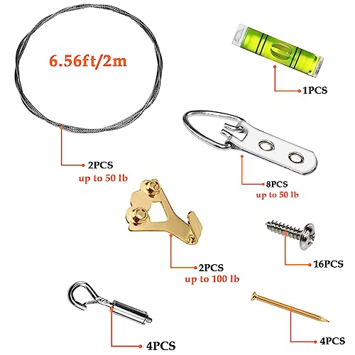 Adjustable Picture Hanging Wire Kit Hold Up to 80lbs (2 Count)