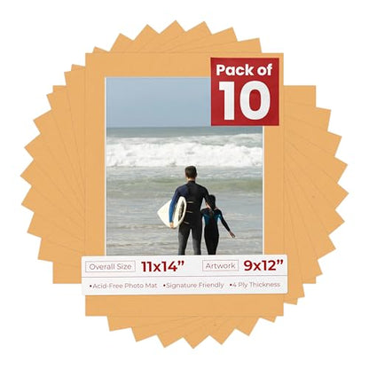 Pack of TEN 11x14 Mats Bevel Cut for 9x12 Photos (10 Count)