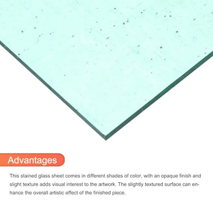 2 Pcs Stained Glass Sheet Mosaic Tile 7.9 Inch x 5.9 Inch Lake Blue Stained Glass Sheets for Crafts DIY Art Project