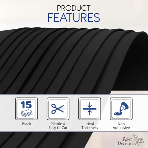 Black EVA Foam Sheets for Crafts (15 Count)