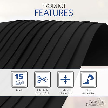 Black EVA Foam Sheets for Crafts (15 Count)