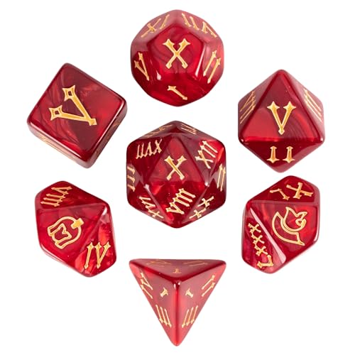 7 Die DND Dice Set Polyhedral Dice Set with a Leather Dice Bag (7 Count)
