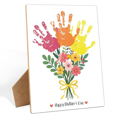 Mother's Day Flower Handprint Art Wooden Making Sign