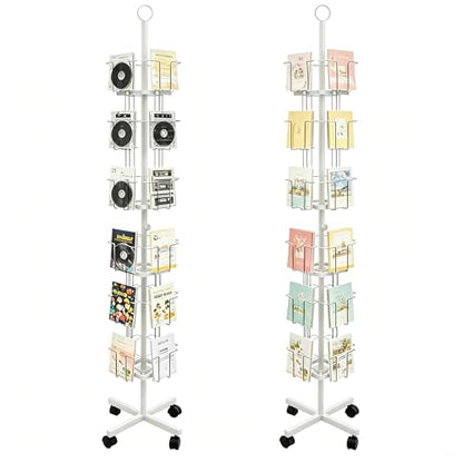 2Pcs 24 Pockets Rolling Postcard Card CD Rack Brochures Display Stand (2 Count)