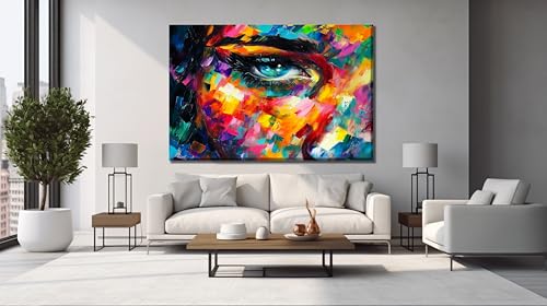 Women Eye Glass Wall Art Oil Painting for Living Room