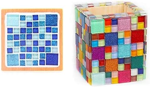 Mosaic Tiles,Glass Tiles, Shine Crystal Mosaic Glass Pieces Bulk Square Glitter Crystal Mosaic Tiles for Home Decoration or DIY Crafts 200g,1x1 cm,White