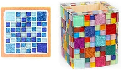 Mosaic Tiles,Glass Tiles, Shine Crystal Mosaic Glass Pieces Bulk Square Glitter Crystal Mosaic Tiles for Home Decoration or DIY Crafts 200g,1x1 cm,Siliver