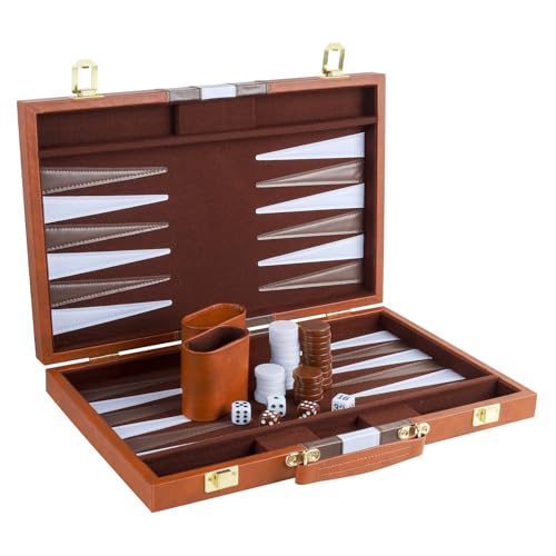 Backgammon Set 2 Players Classic Backgammon Sets for Adults Board Game with PU Leather Case Portable and Travel Backgammon Set