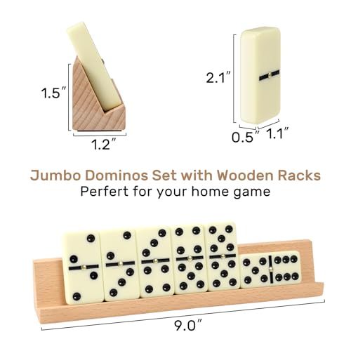 Dominoes Set Adults with 4 Wooden Racks