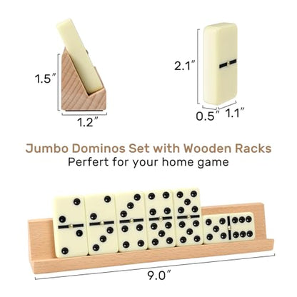 Dominoes Set Adults with 4 Wooden Racks