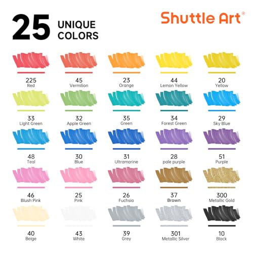 25 Colors Dual Tip Acrylic Paint Markers (25 Count)