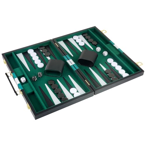 Backgammon Set 2 Players Classic Backgammon Sets for Adults Board Game with Black PU Leather Case Portable and Travel Backgammon Set