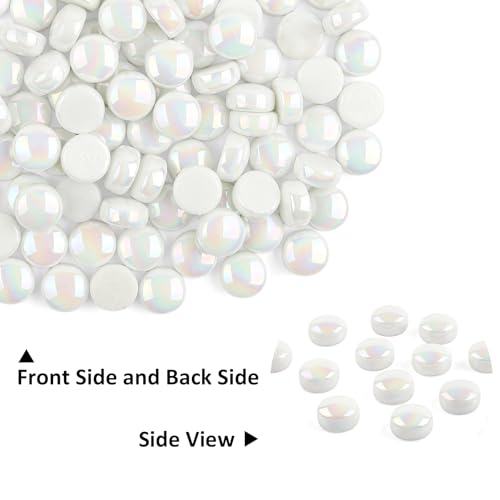 150g Iridescent White Round Glass Mosaic Tiles for Crafts Bulk (5.29 Ounce)