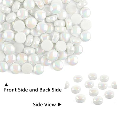 150g Iridescent White Round Glass Mosaic Tiles for Crafts Bulk (5.29 Ounce)
