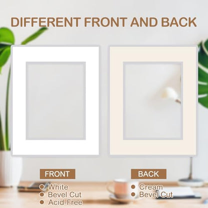 15 Pack White Picture Mats 8.5x11 for 6x8 Photos