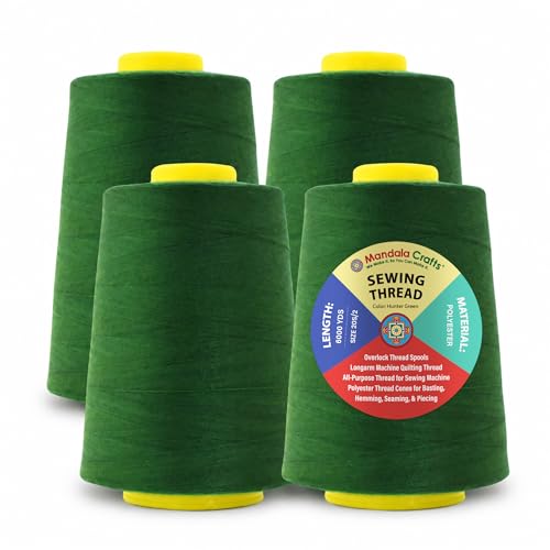 20S 2 Hunter Green Polyester 4 Pack of Serger Threads Cones (24000 Foot)