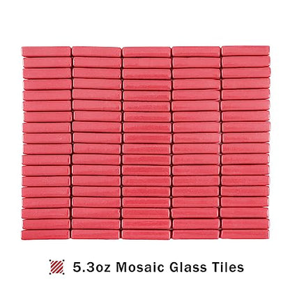 150g Red Strips Glass Mosaic Tiles for Crafts Bulk (5.29 Ounce)