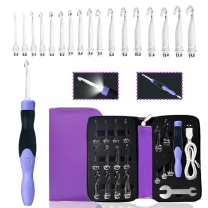 17 Size Lighted Crochet Hooks 2.5mm~14mm (17 Count)