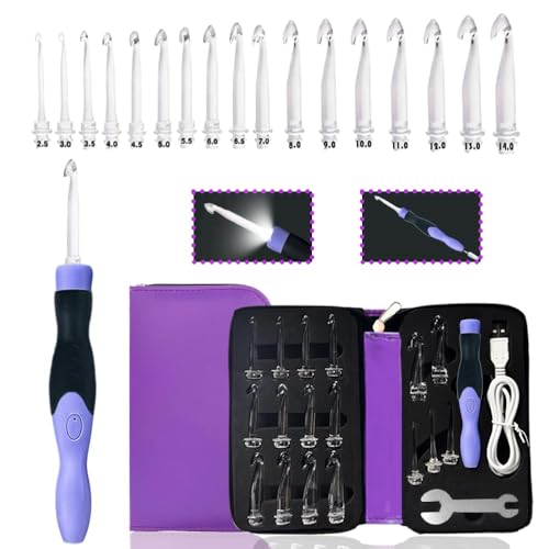17 Size Lighted Crochet Hooks 2.5mm~14mm (17 Count)